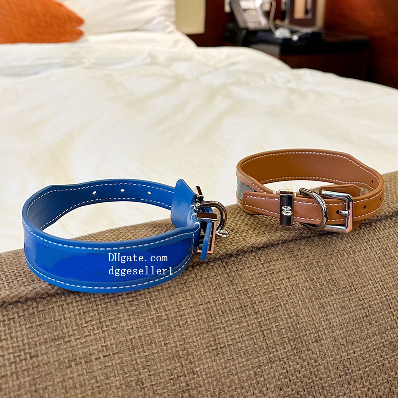 Luxury Dog Collars Leashes Set Adjustable Soft Breathable Leather Padded Puppy Collar with Alloy Buckle Heavy Duty Waterproof Classic Dog Pet Collar Brown S B203