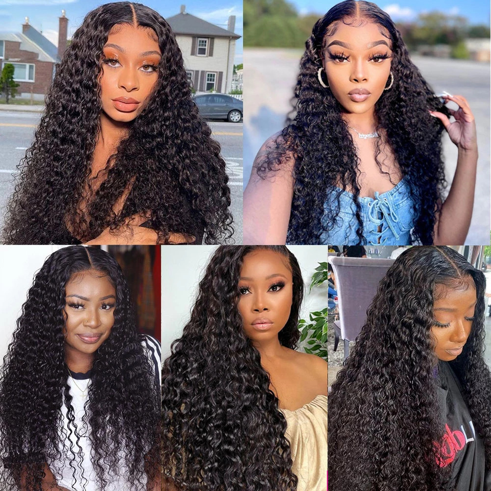 12A Brazilian Virgin Human Hair Kinky Curly Ocean Water Wave Frontal Bundles With Lace Closure