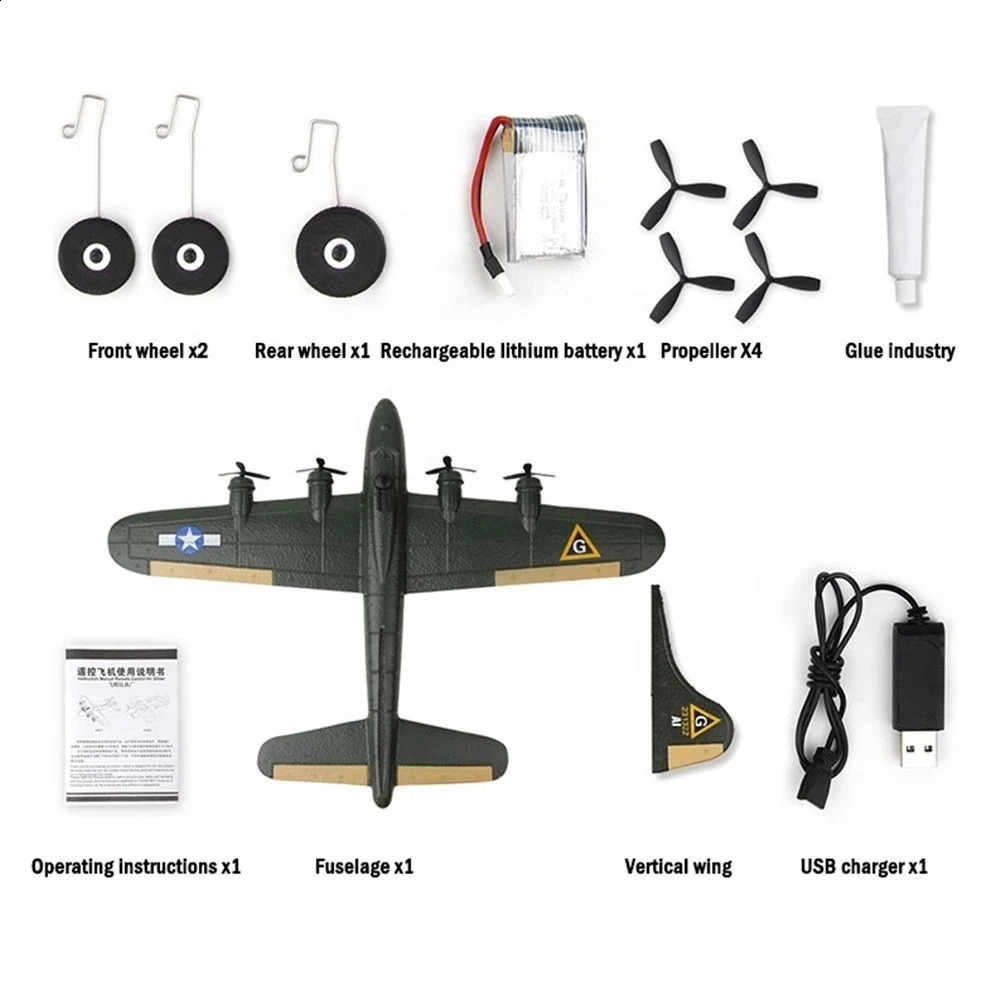 FX817 B17 RC Plane 2.4G 2CH Fixed Wing Remote Control Airplane EPP Foam RC Aircraft Fighter Kids Toys Gift for Children 240921