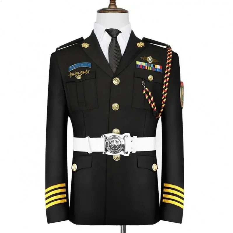Uniform Black Set Spring Mens High Quality Ceremony Office Work Jacket Pants Safety Protection 240929 - view 3