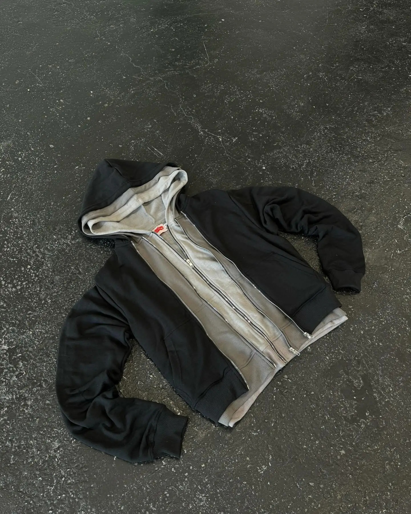 Hip Hop Gothic Layered Zipper Hoodie Y2k Clothes Harajuku Punk Loose Sweatshirt Hoodie Retro Pullover Tops Streetwear 240929