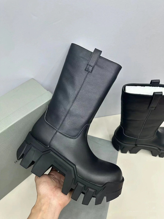 Designer Ankle Boots Woman Boots Knee High Platform Elegant Low Heel Trend Punk Gothic New Rock Leather Fashion Women's Shoes Motorcycle Footwear