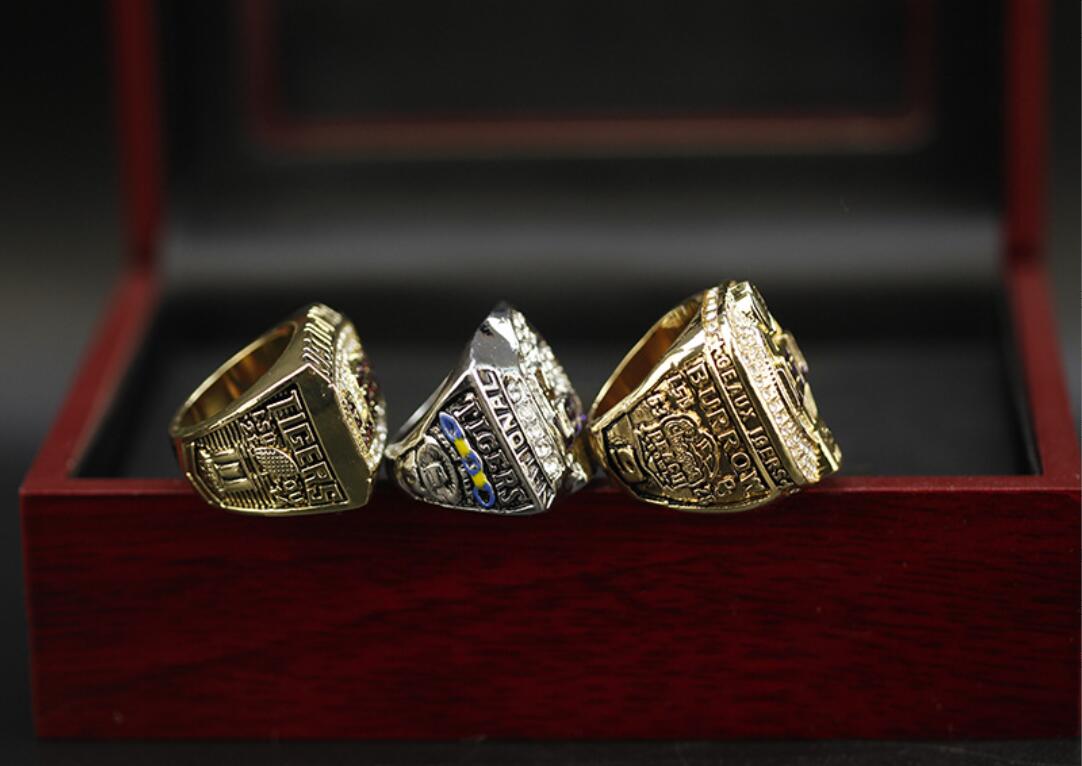 Lsu 3Pcs 2003 2007 Tigers Nationals Team Champions Championship Ring With Wooden Box Souvenir Men Fan Gift Wholesal Drop Delivery R250425