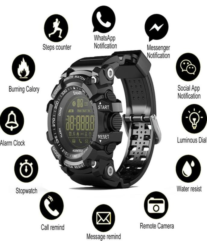 EX16 Smart Watch Bluetooth Waterproof IP67 Smart Wristwatch Relogios Pedometer Stopwatch Sport Bracelet For iPhone Android Phone W