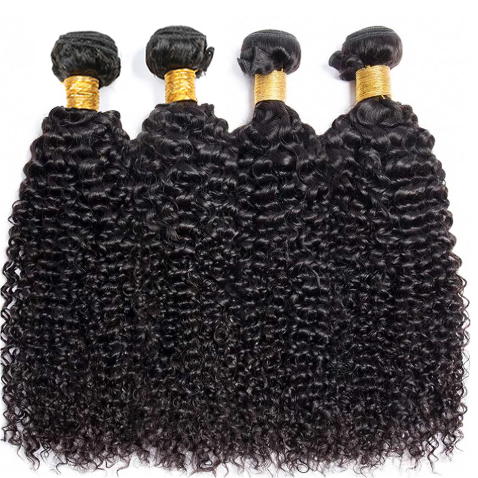 12A Brazilian Virgin Human Hair Kinky Curly Ocean Water Wave Frontal Bundles With Lace Closure