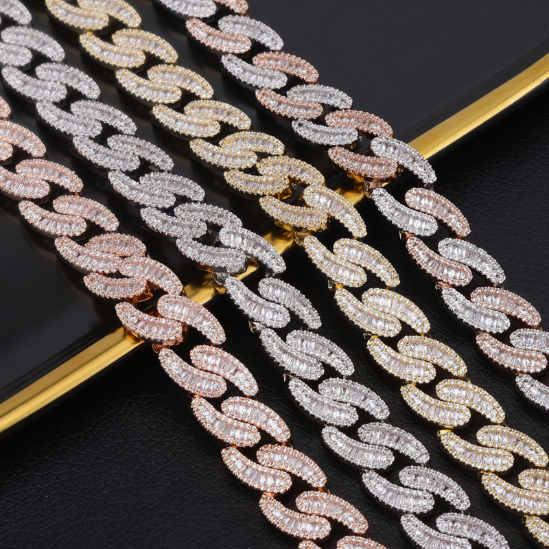 14mm Hip Hop T Cubic Zirconia Tennis Cuban Chain Necklace Bracelet 18k Real Gold Plated Mens Jewelry