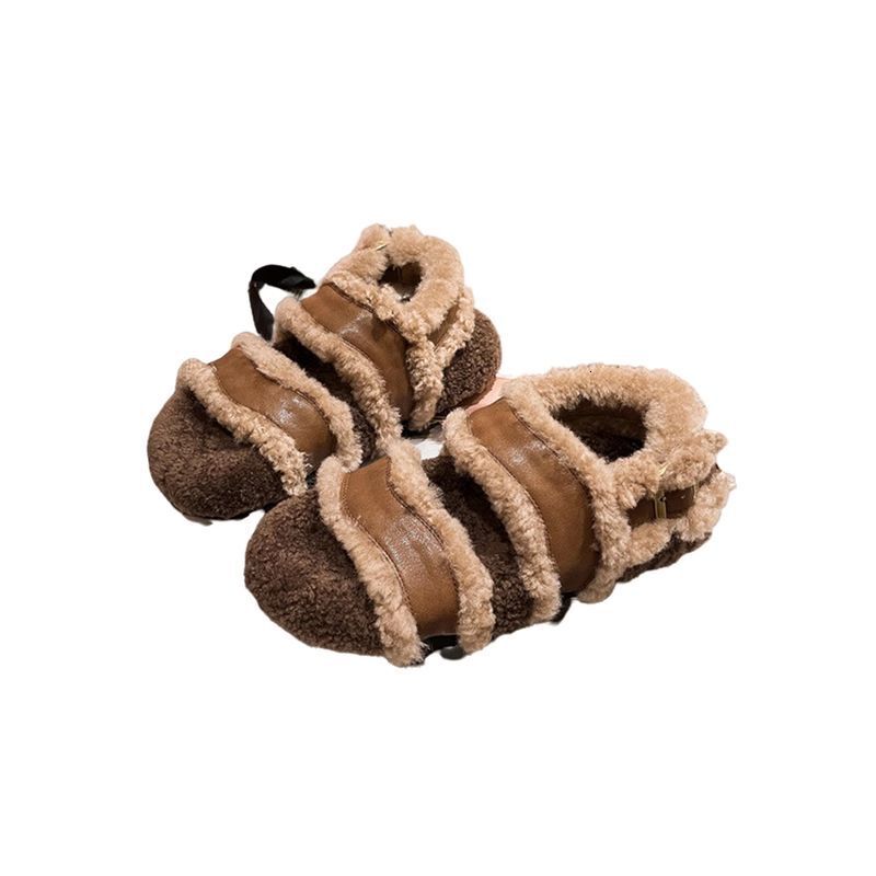 Small Niche Fairy Style Lamb Fur Thick Soled Single E Sandals, Flip Ps, Boken Shoes, Women's Shoes