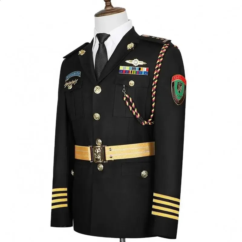 Uniform Black Set Spring Mens High Quality Ceremony Office Work Jacket Pants Safety Protection 240929 - view 5
