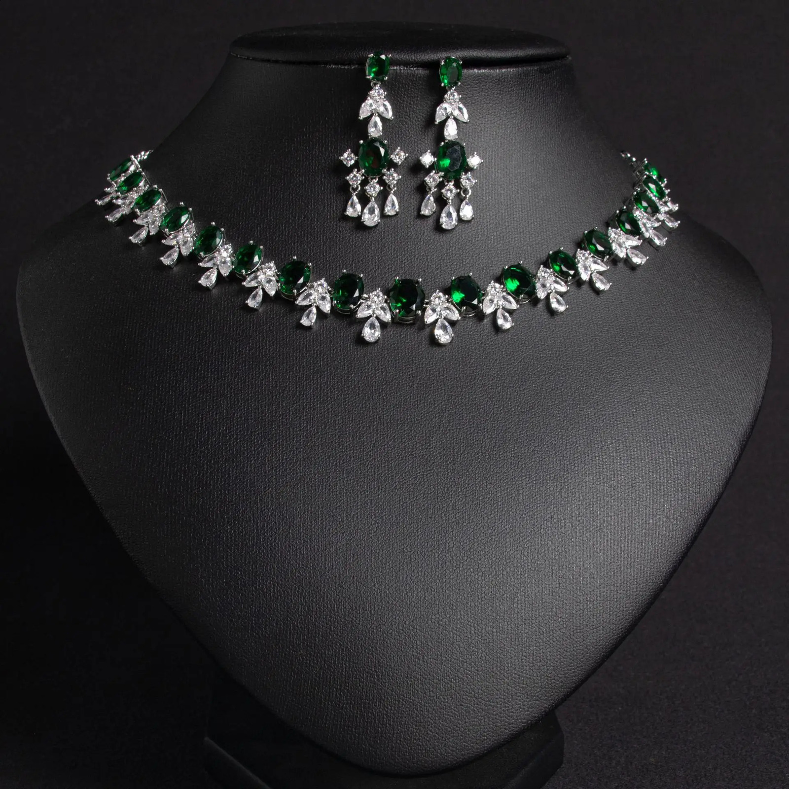 high-end zircon border chain edge womens earring necklace 2PCS set Dubai Saudi Arabia wedding banquet gift 240927