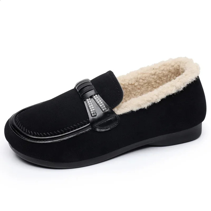 Womens Winter Casual Shoes Moccasins Soft and Smooth Shoes 2024 Fashionable Comfortable Warm Plush and Smooth Womens Cotton Shoes 241008