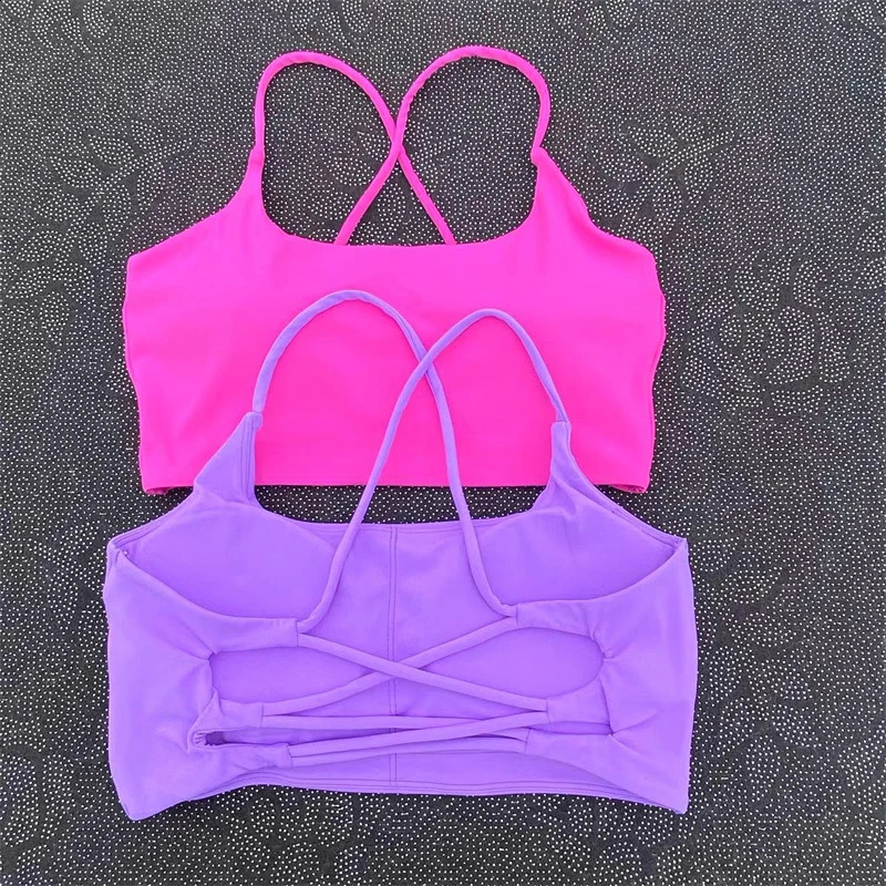 Top Womens Fitness Vest Gym Solid Color Sports Bra Pilates Yoga Beauty Back Running Exercise Fashion Girls Sports Underwear 240927