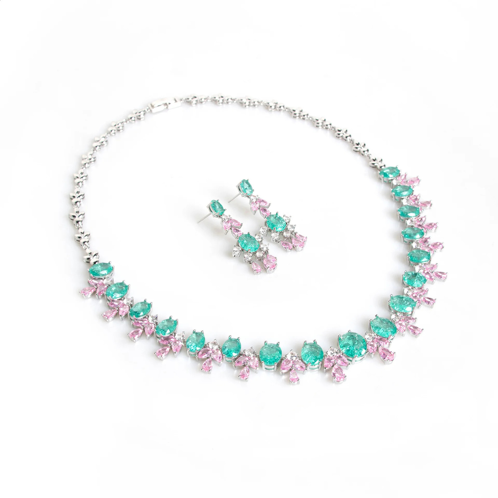 high-end zircon border chain edge womens earring necklace 2PCS set Dubai Saudi Arabia wedding banquet gift 240927