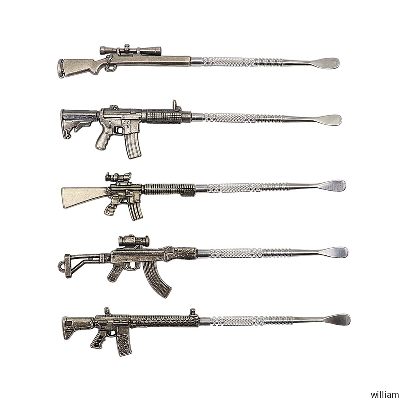 Gun Style Dab Tools Wax Carving Tool Dabber Tool Atomizer Tank Metal 160mm Long Jar Stick Spoon Ear Pick for Dry Herb Titanium Nail