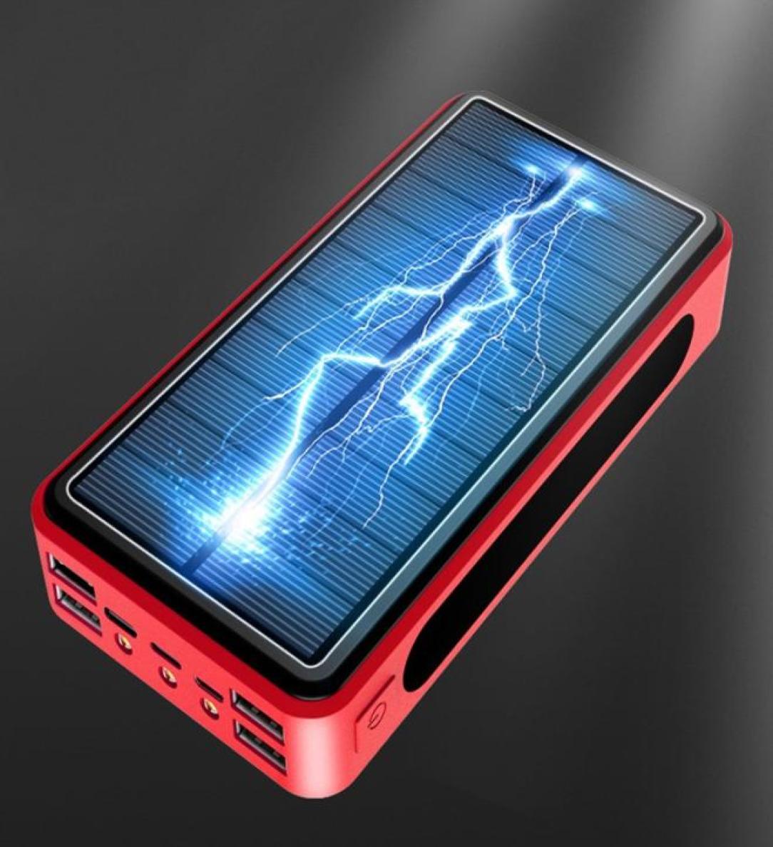 NEW Solar Power Bank 90000mAh Solar Charger 4 USB Ports External Charger Power Bank With LED light9429121