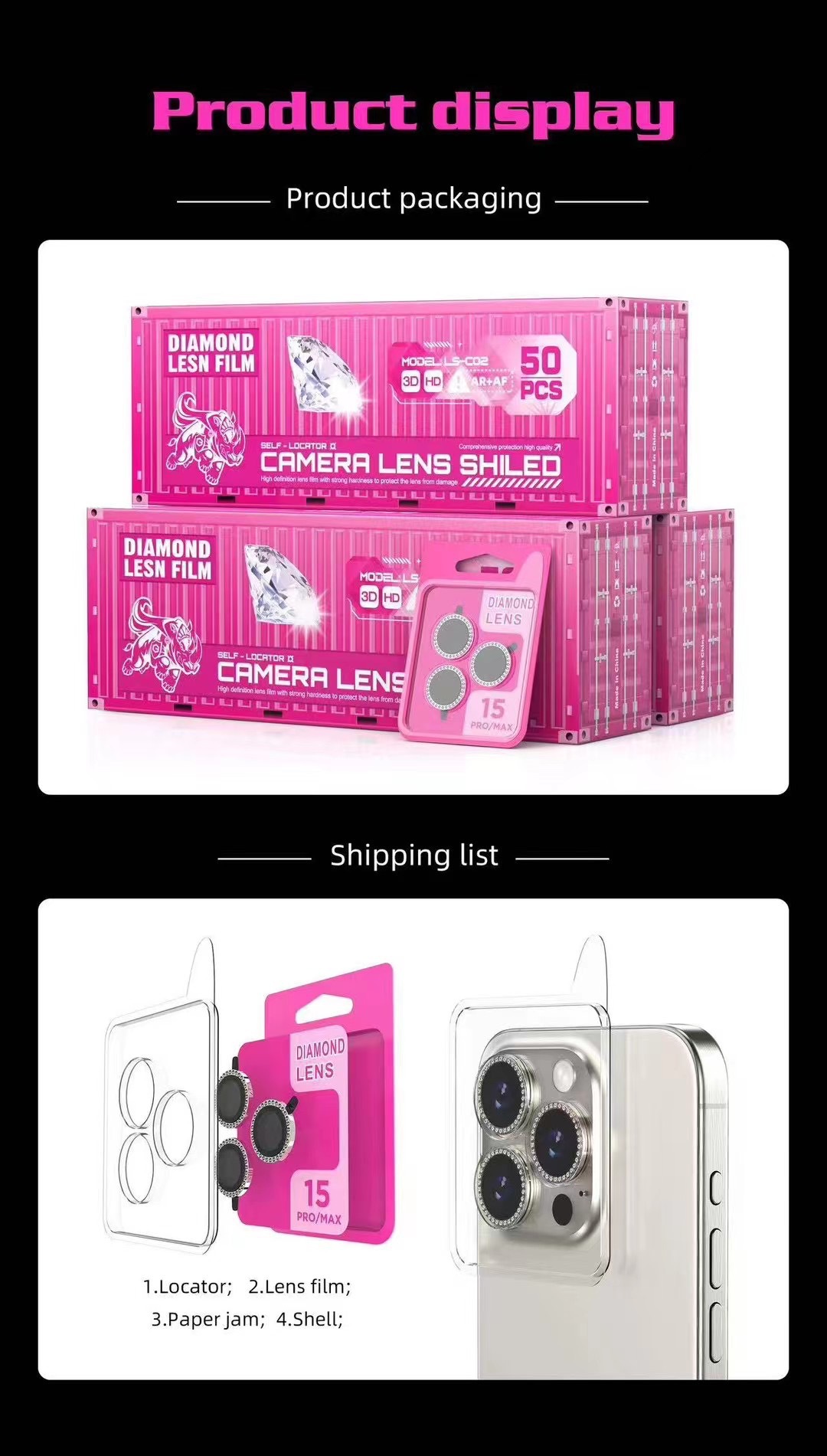 Rhinestone Ring Diamond Eagle Eye One-Body Hawkeye Metal Camera Lens Glass Protector Back HD Clear Scratch-Resistant Film for iPhone 17 16e 16 15 14 1