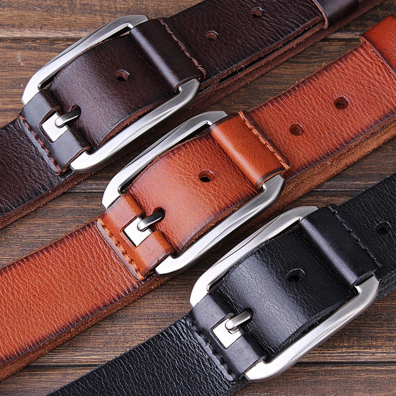 Vintage original leather strap suitable for soft and hard men no interlayer mens belt suitable for jeans mens accessories 240925