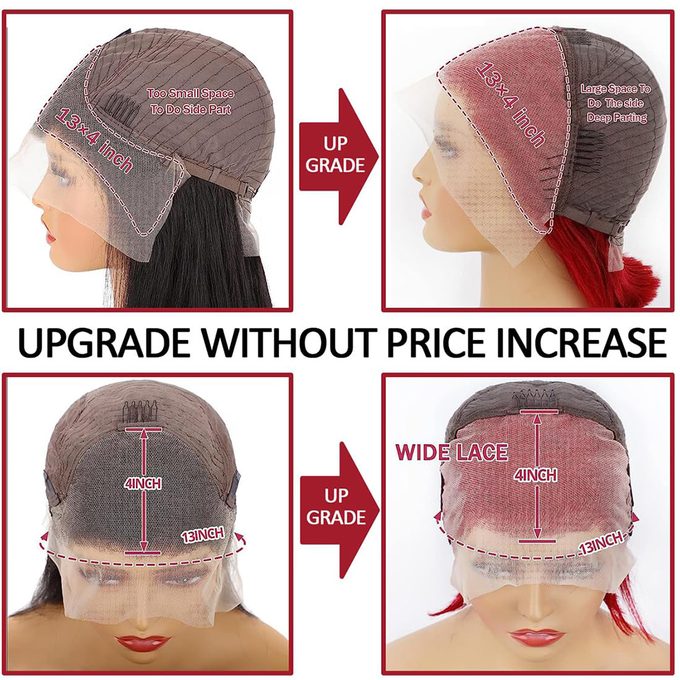 99j Burgundy Bob Wigs Human Hair 13x4 Lace Front Short Bob Wig Pre Plucked 180% Density Red Straight Bob Wig