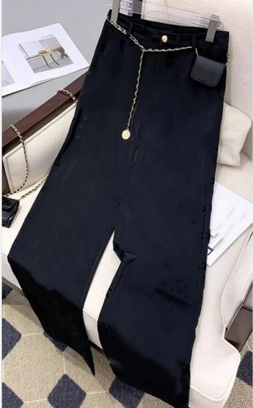 Women's high waist designer pants with belt logo letter print black color long trousers plus size SMLXLXXL3XL4XL