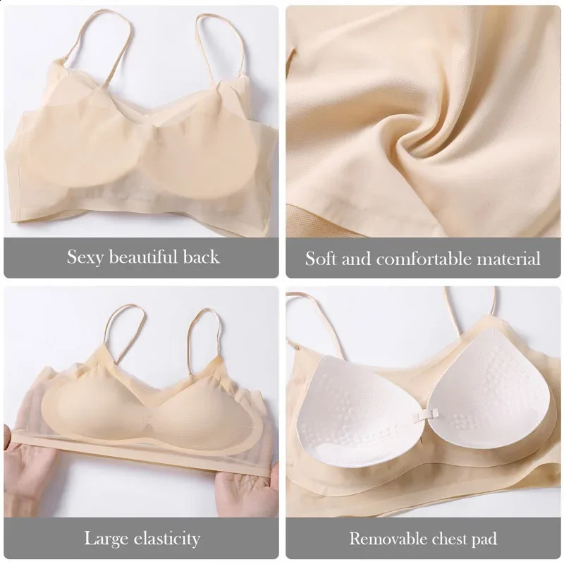 Women Sexy Push Up Bra Seamless Ultra-Thin Ice Silk Bra Intimates Wireless Bralette Underwear Air Cooling Brassiere With Pad 240929
