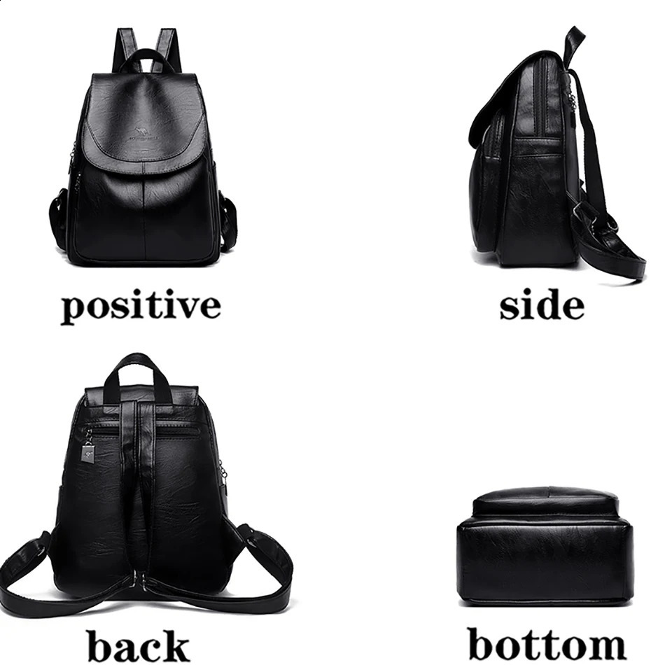 Women Backpack High Quality Soft Leather Female Vintage Bag School Bags Travel Bagpack Ladies Large Capacity Bookbag Rucksack 240925Z