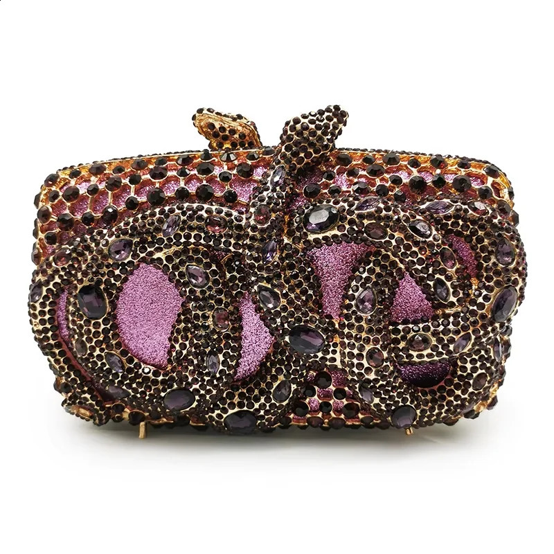 XIYUAN Crystal Women Clutch Purse Fashion Snake Shape AB Rhinestone Diamond Shoulder Handbags Clutches 240926