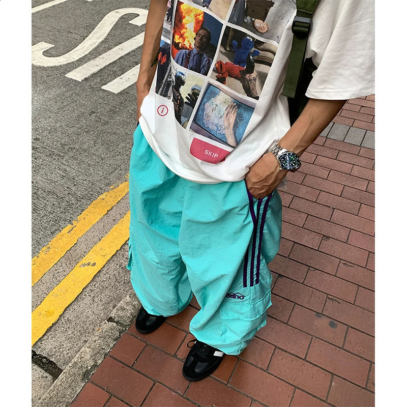 MEXZT M-3XL Y2K striped cargo Harajuku womens ultra wide leg street clothing bag jogging casual sports pants Z260314