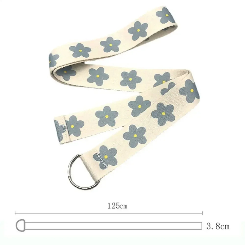 1 piece of blue canvas belt with double loop buckle Versatile nylon woven belt student fashion belt jeans belt 240929