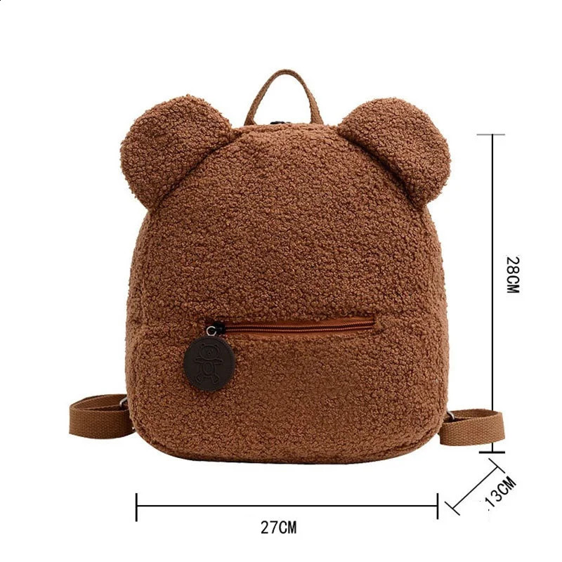 Personalised Womens Girls Cute Bear Pattern Backpack Plush Toddler for girls Custom Name Small Casual Shoulder Daypack 240