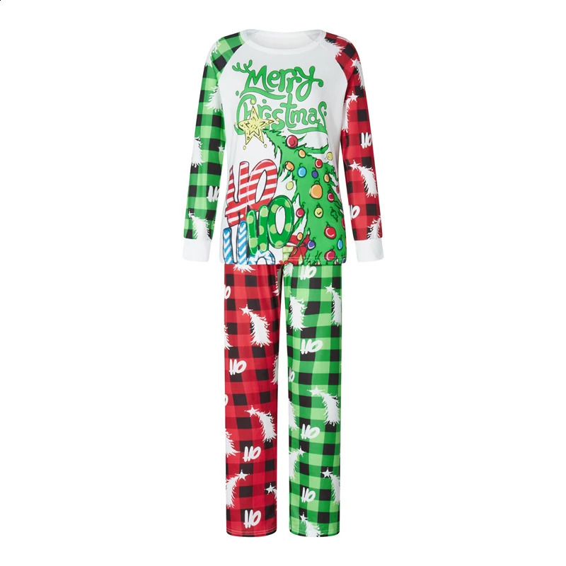Family Christmas Matching Set Pajama Tree Printing Mom Dad Child Home Baby Hoodie Appearance 240926