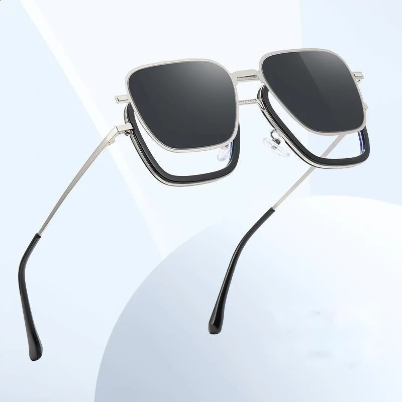 Metal anti blue light glasses with magnetic clip polarized sunglasses mens 2024 3-in-1 sunglasses frame UV400 240921