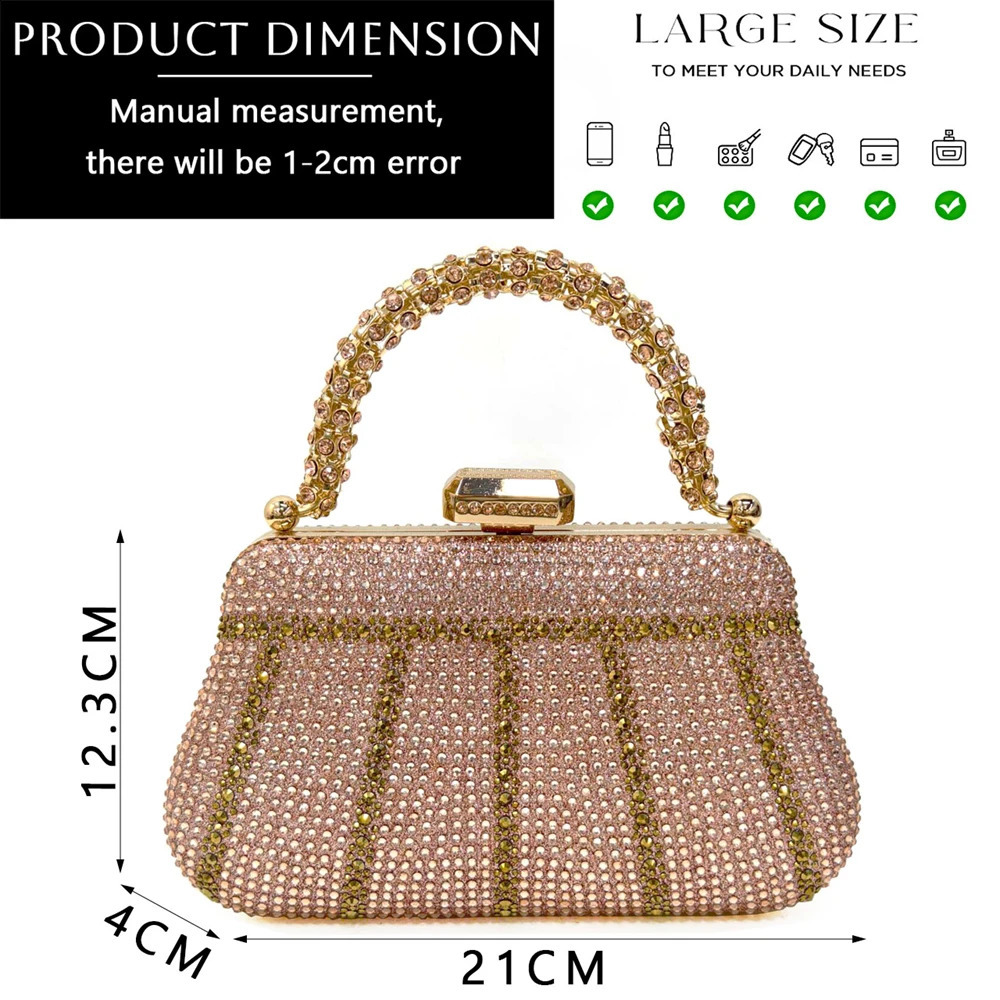 Chan Nigerian Womens Shoe and Bag Set Champagne Rhinestone Handbag Italian Wedding INS 2024 240926 - view 4