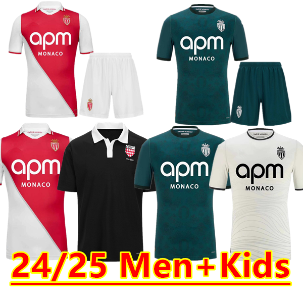 24 25 Soccer Jerseys as Monaco Ben Yedder Boadu Embolo Fofana Minamino Golovin Kids Kit Foot Training 2024 2025 Football Shirt Home men kids Centennial Survetement