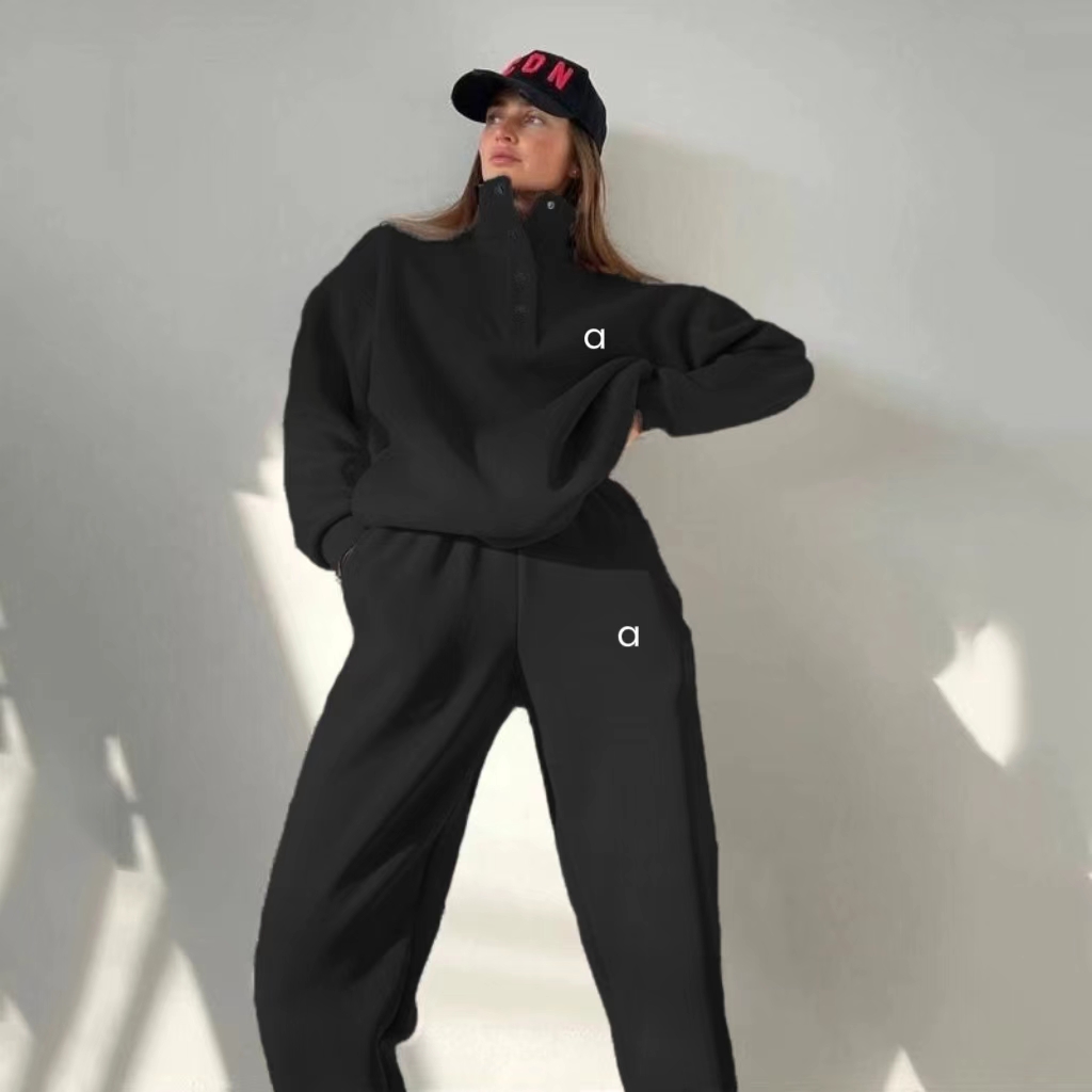 ALL6825 Women Sports Hooded Sweater Yoga Two Piece Set Winter Coat Fitness Sweatshirt Workout Hoodie Long Pants Jogger Suit Gym Tracksuit Autumn and winter