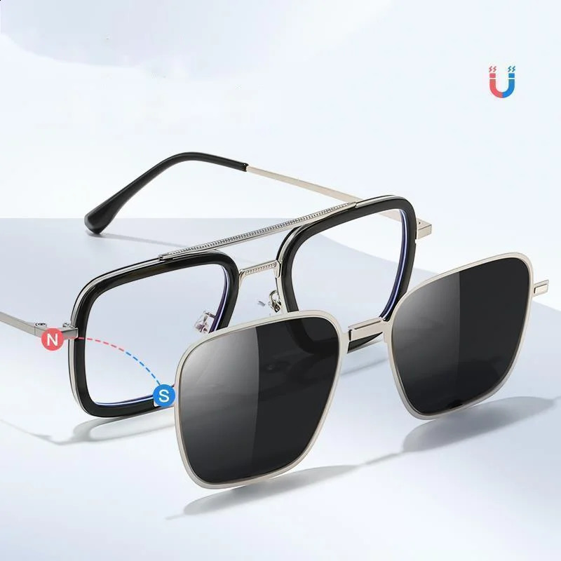 Metal anti blue light glasses with magnetic clip polarized sunglasses mens 2024 3-in-1 sunglasses frame UV400 240921