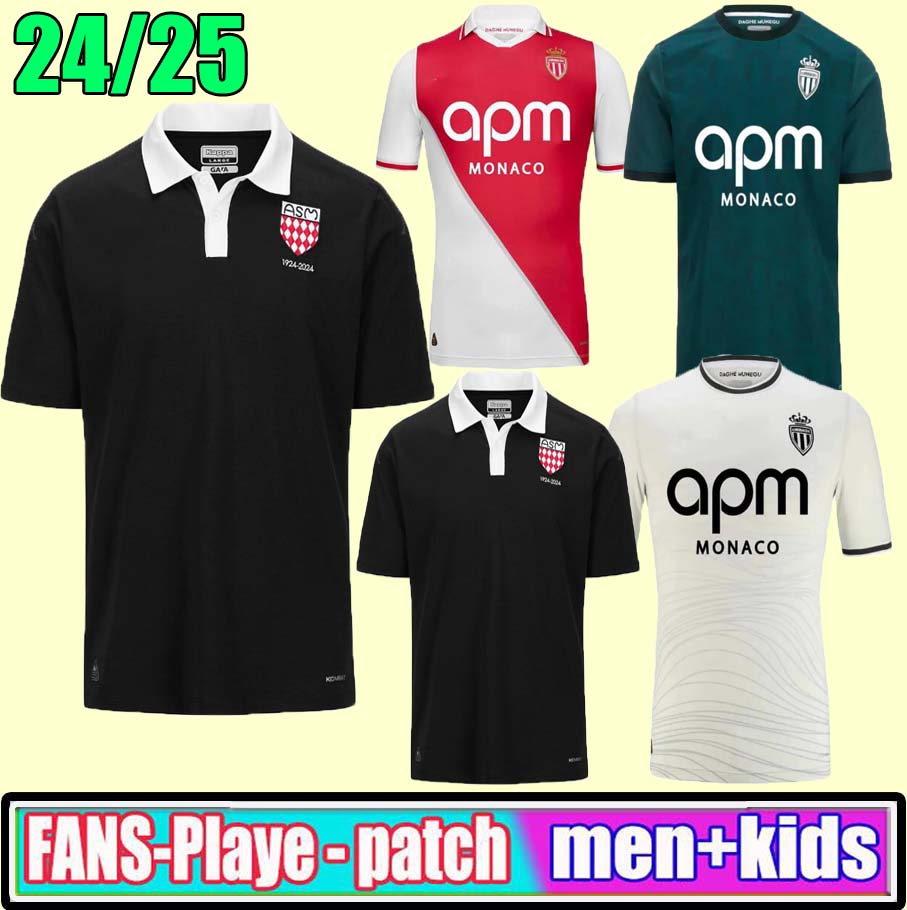 24 25 Soccer Jerseys as Monaco Ben Yedder Boadu Embolo Fofana Minamino Golovin Training 2024 2025 Football Shirt Home men kids Centennial Survetement