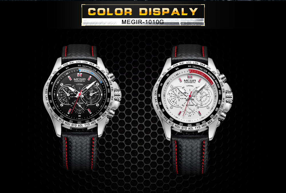 MEGIR 1010 Popular Men's Watch Original Luxury Fashion Brand Sports Clock Leather Strap Business Quartz Watch Men's Casual Watch