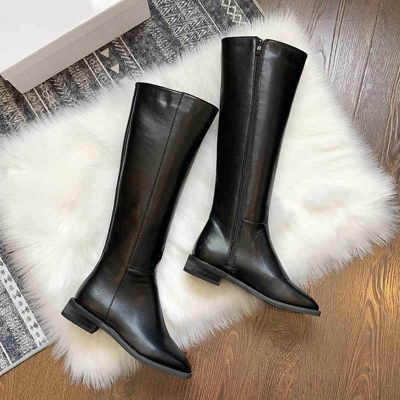 Ankle Long Boot Autumn And Winter Black Brown Women Fashion Round Toe Slip On Boots