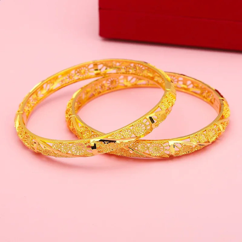 9999 pure gold four leaf clover bracelet 24k pure gold wide buckle suitable for womens holiday wedding jewelry 240929