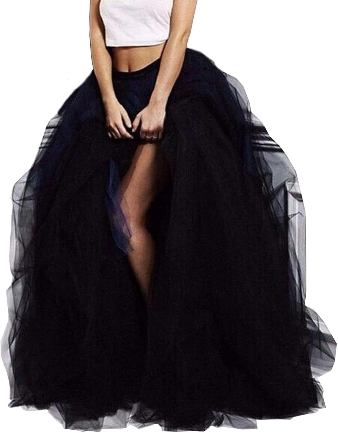 women's extra long chiffon and floor layered high waisted special occasion skirt