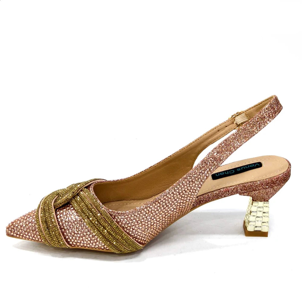 Chan Nigerian Womens Shoe and Bag Set Champagne Rhinestone Handbag Italian Wedding INS 2024 240926 - view 7