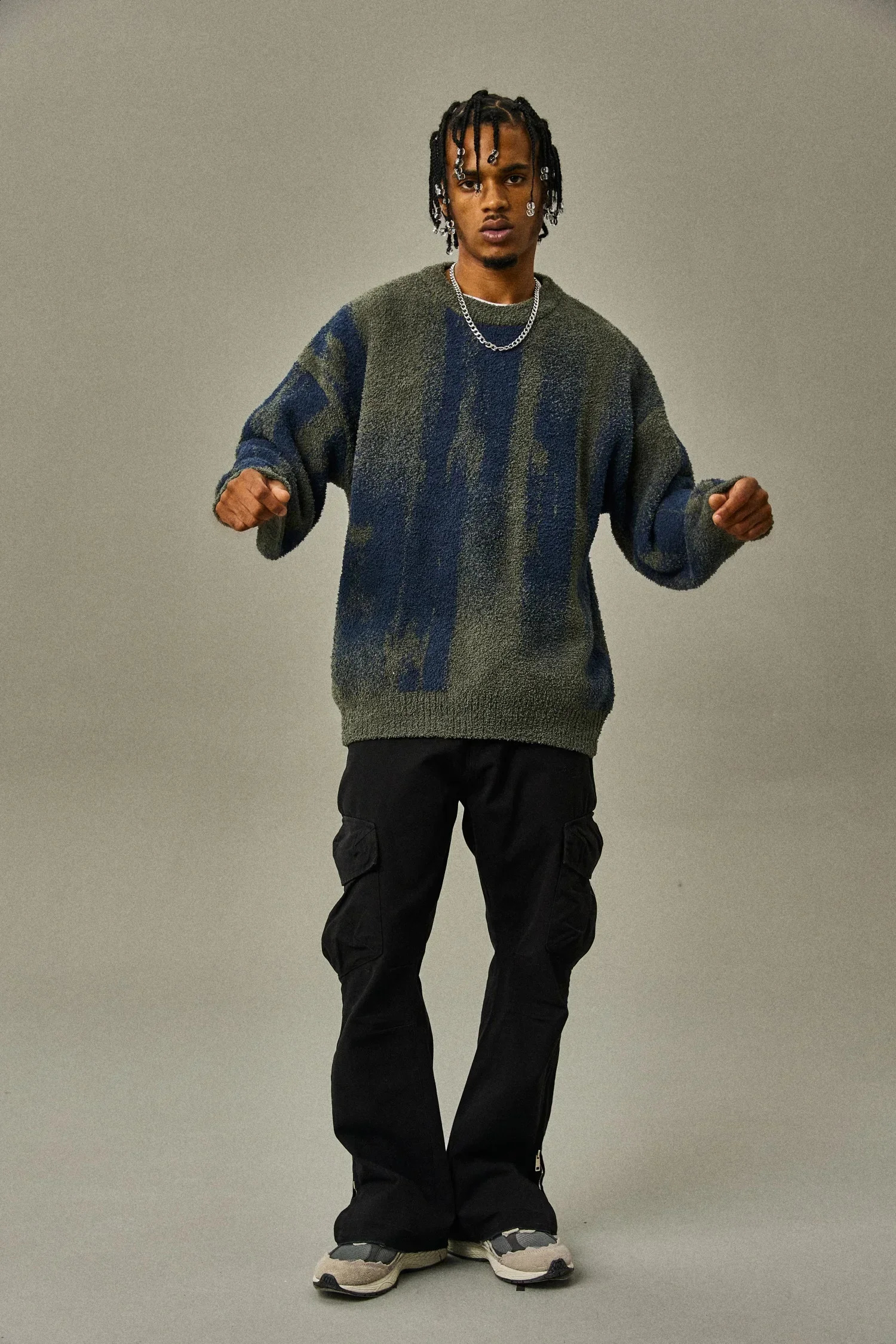 Gothic retro latte art mens hip-hop Harajuku sweater Y2k clothing knitted sweater couple sweater 240924