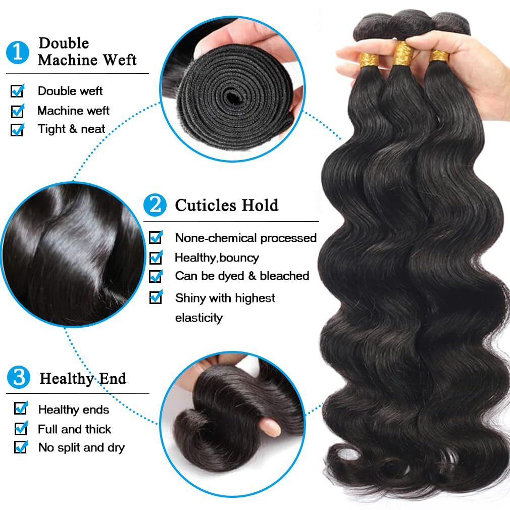 Cosdelu Body Remy Unprocessed Raw Virgin 100% Human Hair Water Wave Extensions 3 4 Bundles Deal