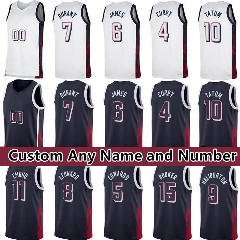 USA 2024 Basketball Jerseys Stephen Curry Kevin Durant James baloncesto Anthony Edwards Jayson Tatum Devin Booker Davis Joel Embiid Bam Adebayo Haliburton Jersey