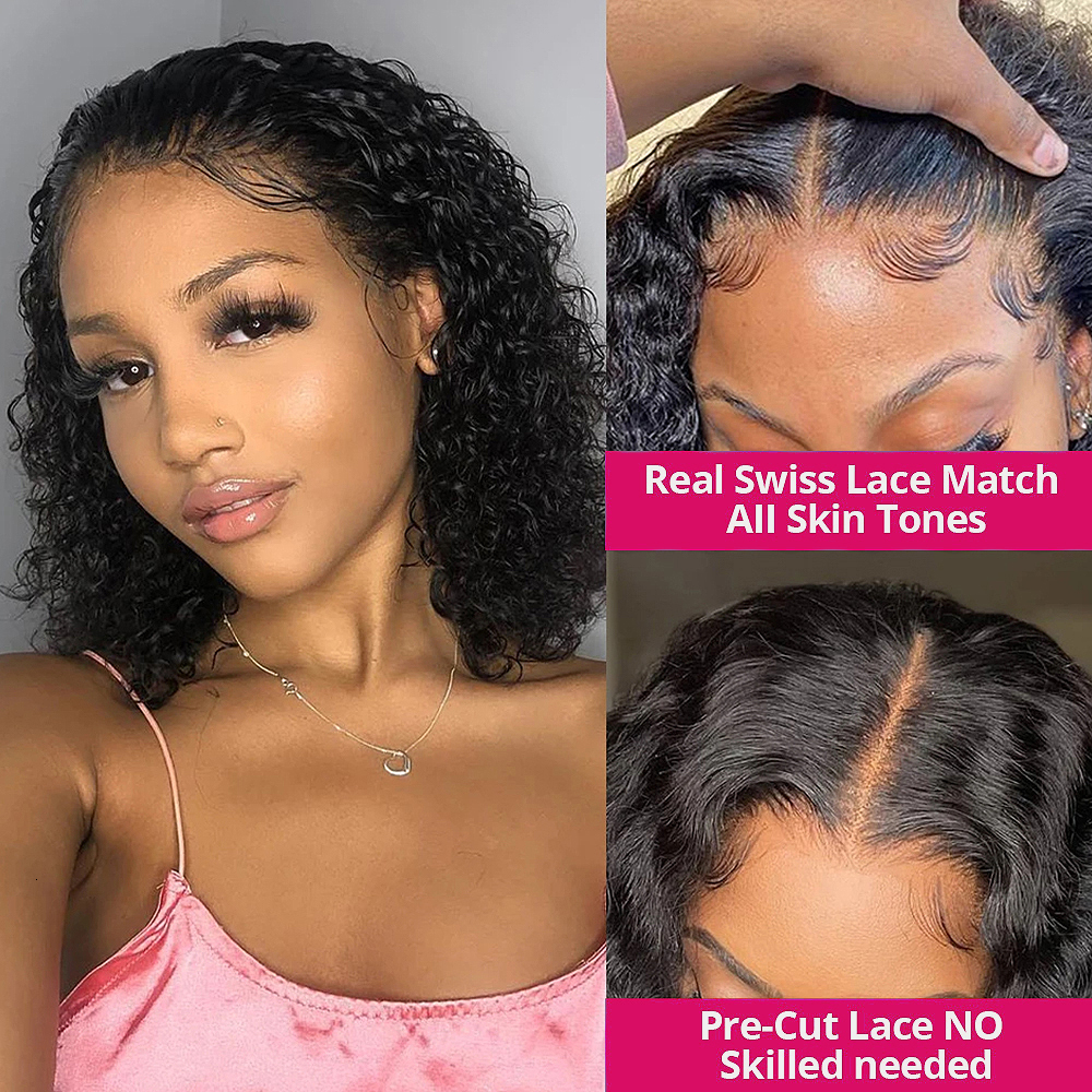 Wear And 13X4 Water Wave Bob For Women Curly 6X4 Glueless Wig Ready To Go Human Hair Wigs Pre Cut No Lace