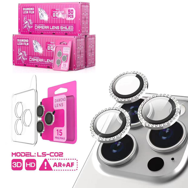 Rhinestone Ring Diamond Eagle Eye One-Body Hawkeye Metal Camera Lens Glass Protector Back HD Clear Scratch-Resistant Film for iPhone 17 16e 16 15 14 1