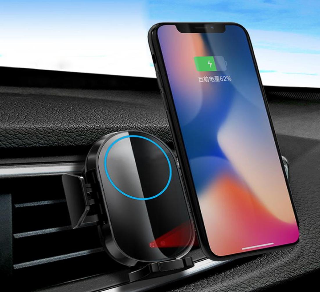 Car wireless charger mobile phone holder navigation bracket infrared induction fast charging magnetic for Apple Android smart cell