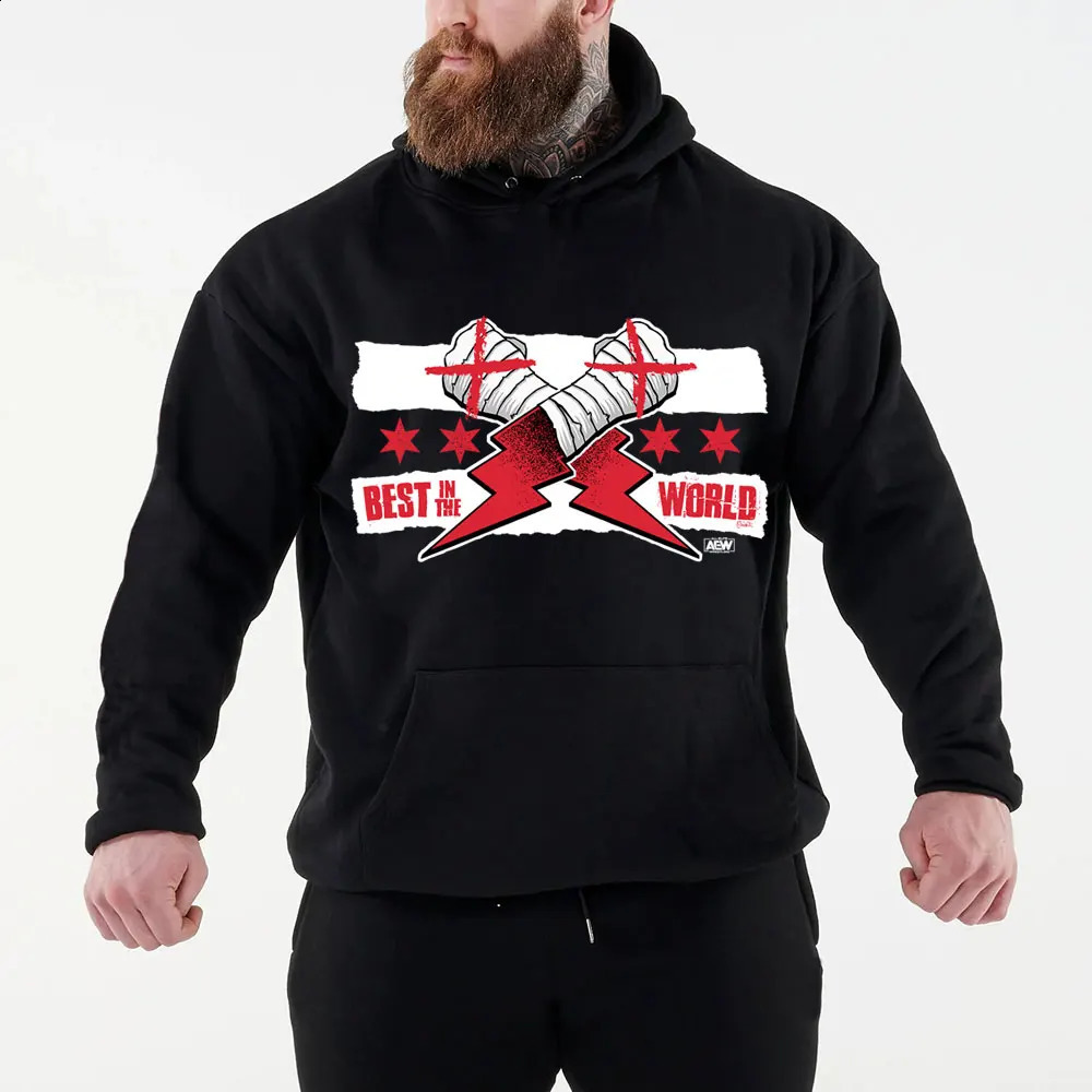 Wrestler CM Punk Mens Black Hoodie for Autumn/Winter Street Sports Casual Roller Returns 240929