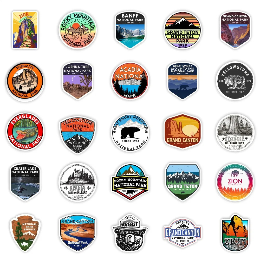 103050pcs National Park Stickers Laptop Bicycle Guitar Skateboard Sticker Kid DIY Graffiti Waterproof Toy 240925