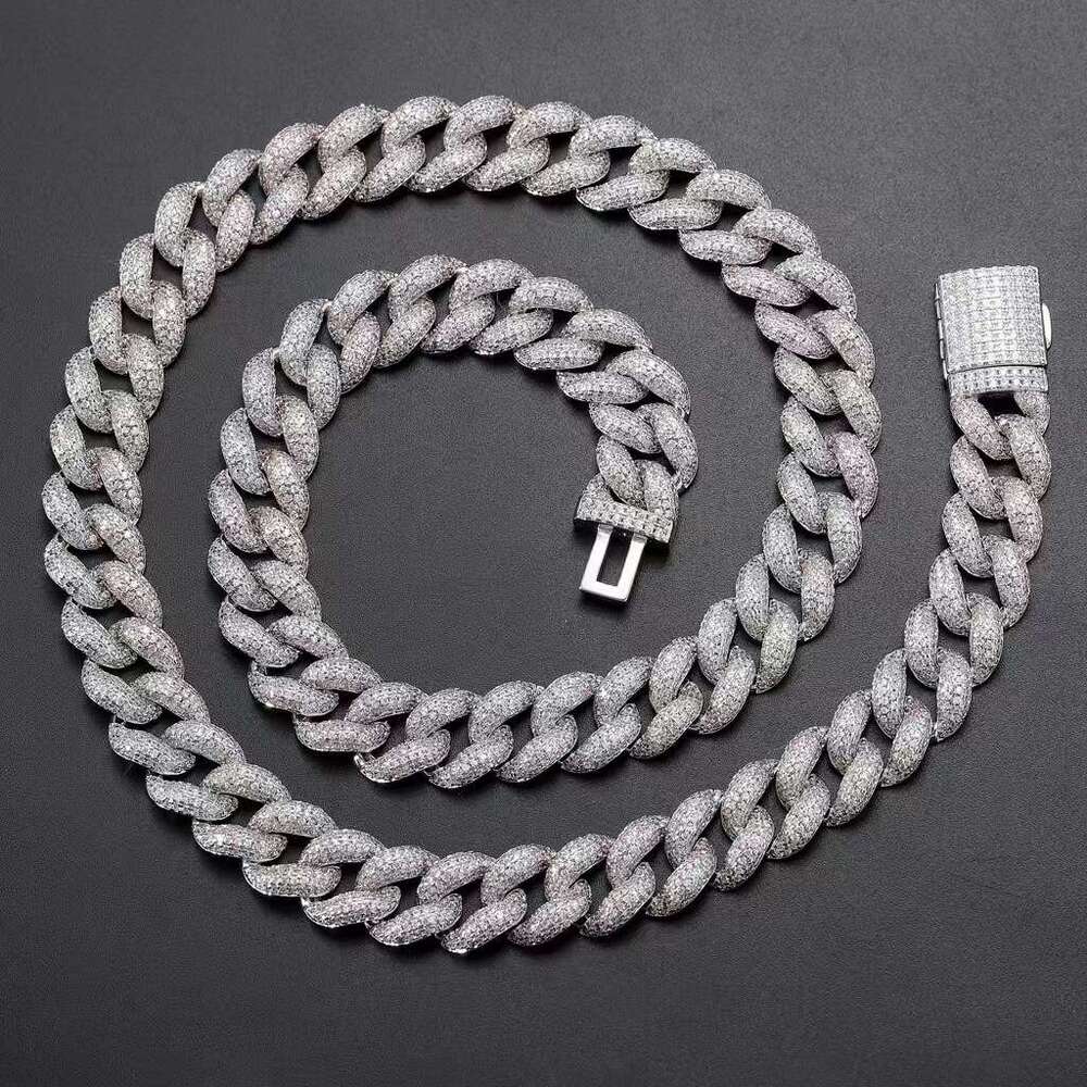 fashion designer hip hop sterg sier mirco paved vvs moissanite dia iced out bubble cuban k chain necklace gift box aaaaa for women men