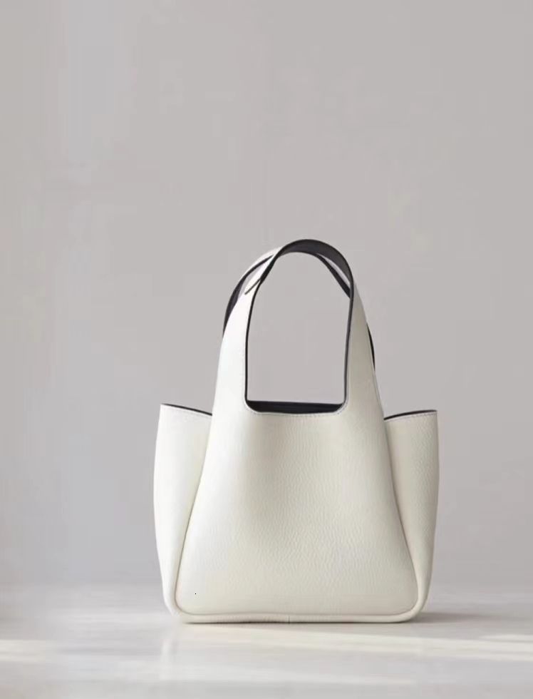 P 2024 Spring Summer New Home Small Vegetable Basket Handbag Tote Leather Wrapped Magnetic Button Women's